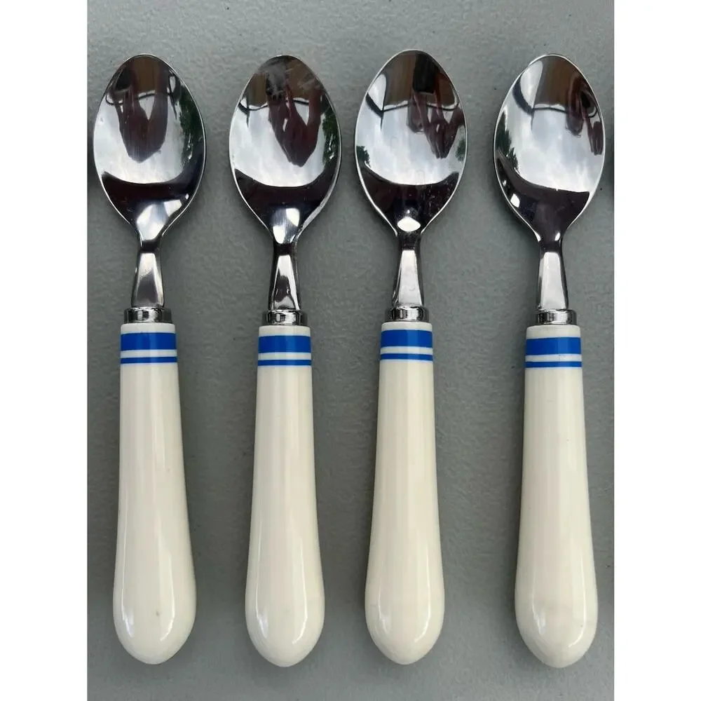 Target Home Faux Ceramic Blue Stripe & White Stainless Flatware Set, 12 Settings